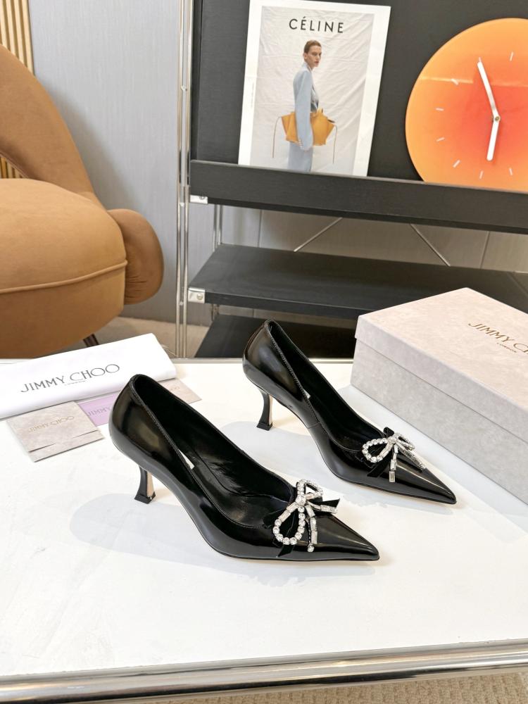 Jimmy Choo Crystal Bow Glossy Kitten Heels 35-41
