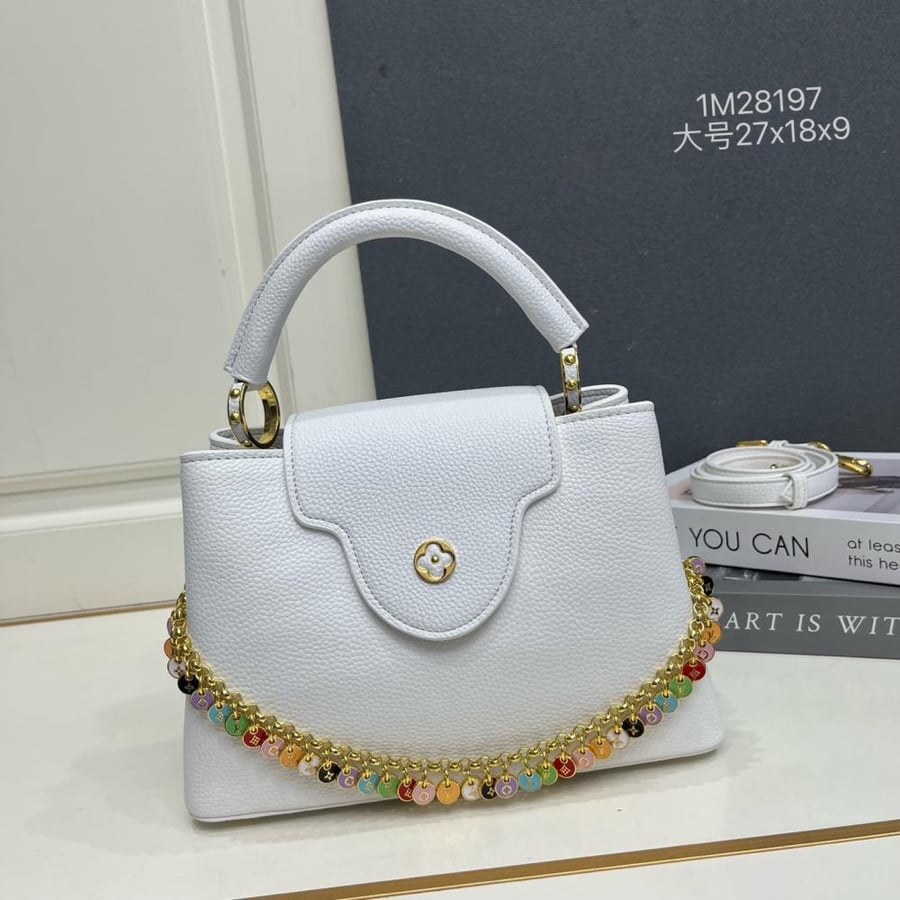 Louis Vuitton Capucines BB Leather Bag with Charms Chain