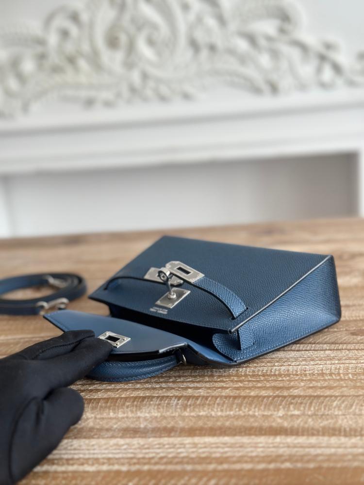 Hermes Mini Kelly II Bag 19cm - Deep Blue / Silver Hardware