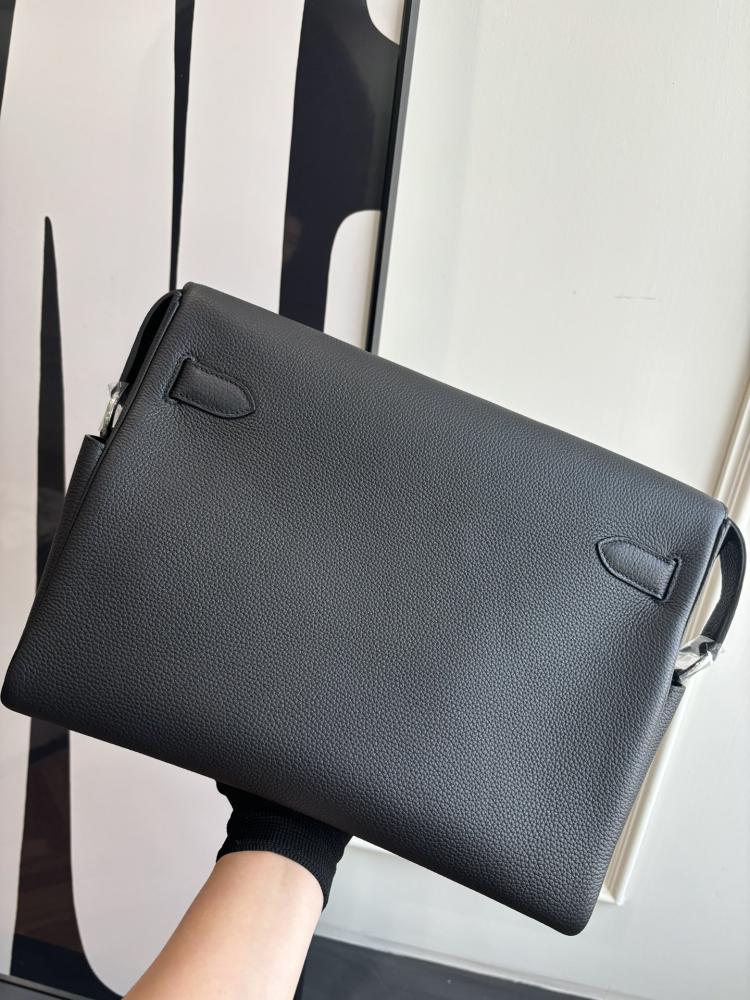 Hermes Kelly Messenger Bag 32cm - Black / Silver Hardware