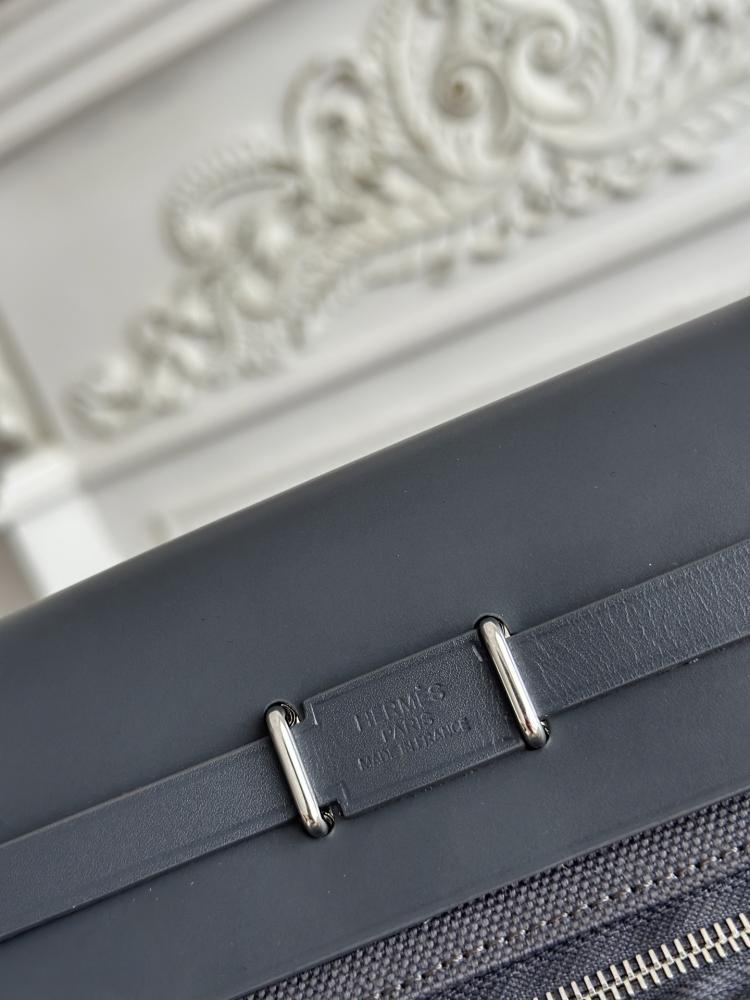 Hermes Mini Herbag Bag 20cm - Charcoal & Black / Silver Hardware