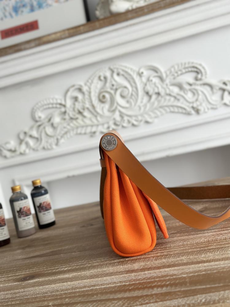 Hermes Mini Herbag Bag 20cm - Orange & Camel / Silver Hardware