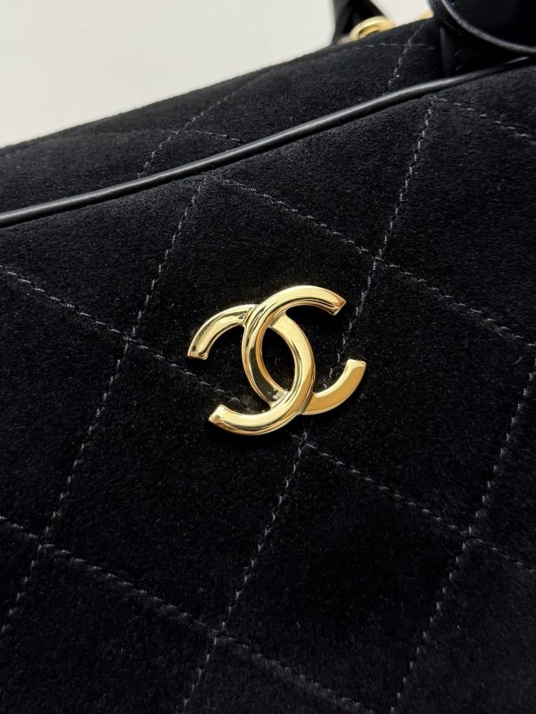 Chanel Quilted Suede Bowling Bag