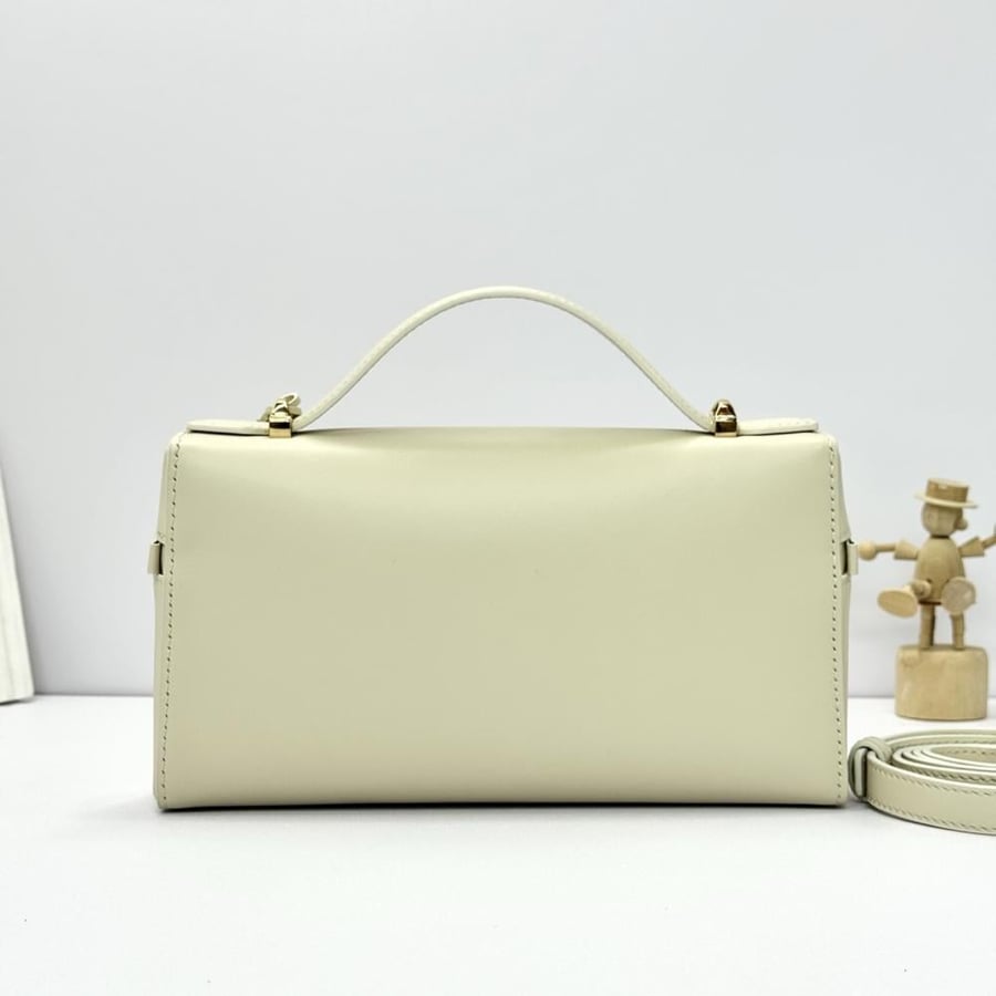 Loro Piana Smooth Leather Elongated Top Handle Bag