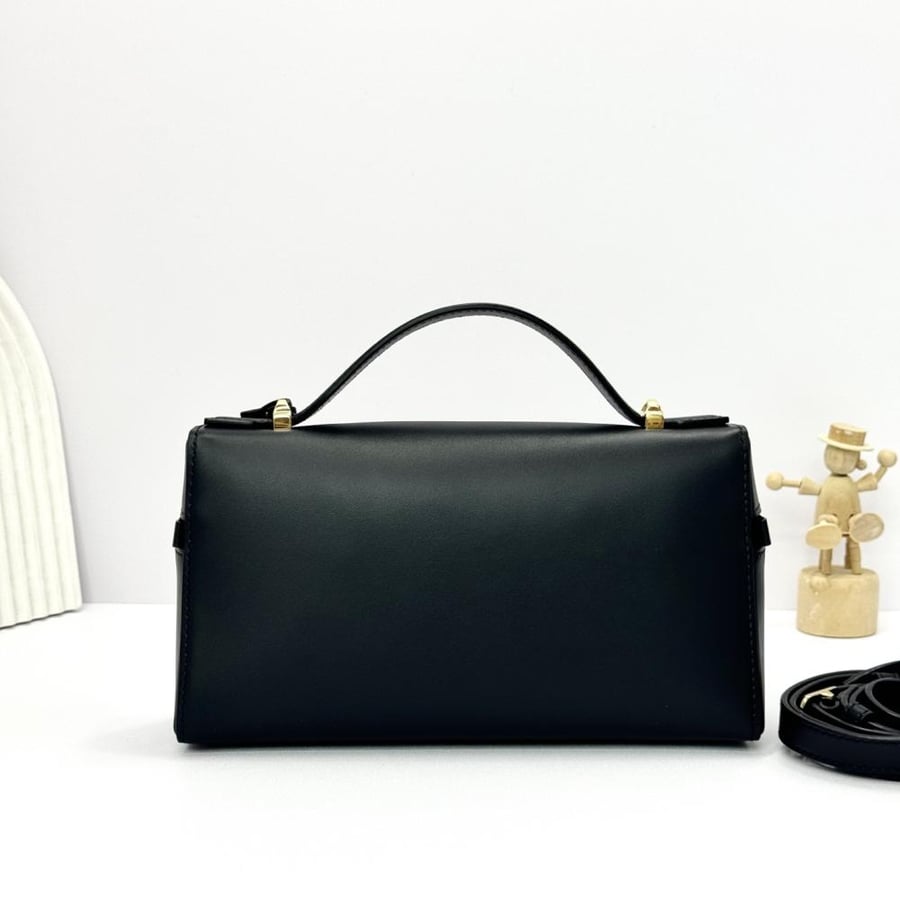 Loro Piana Smooth Leather Elongated Top Handle Bag