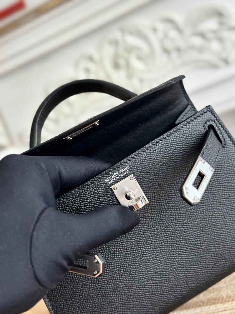 Hermes Mini Kelly II Bag 19cm - Black / Silver Hardware