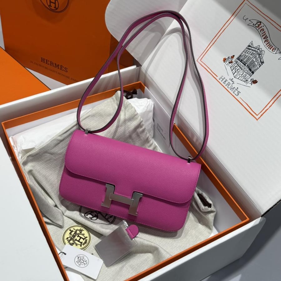 Hermes Constance Elan Bag 24cm - Magenta / Silver Hardware
