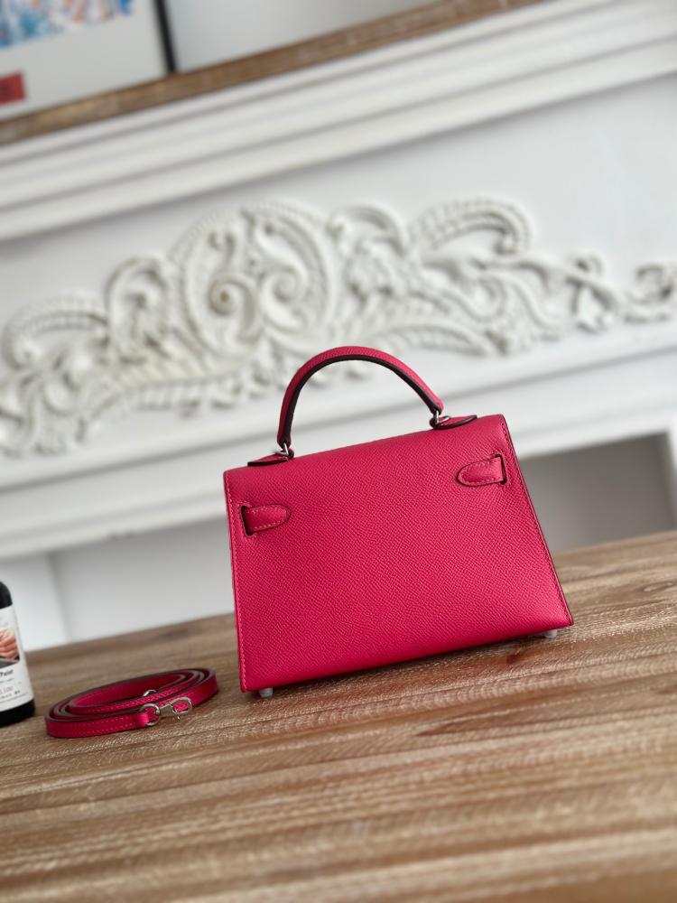 Hermes Mini Kelly II Bag 19cm - Ruby Pink / Silver Hardware