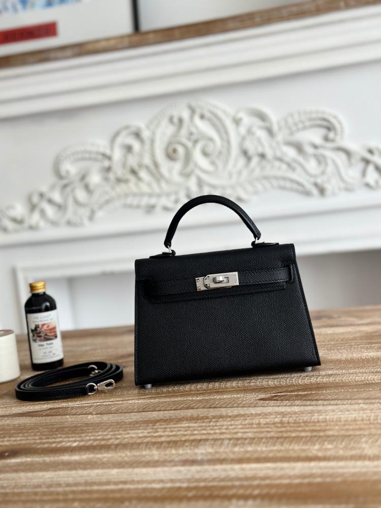 Hermes Mini Kelly II Bag 19cm - Black / Silver Hardware