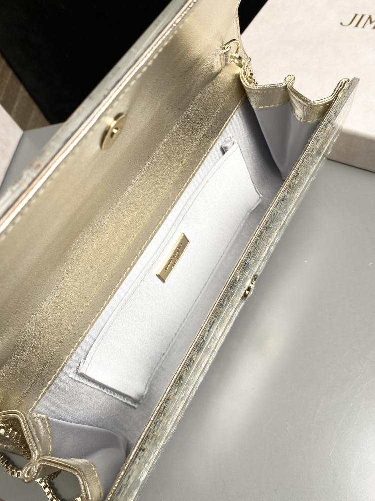 Jimmy Choo Structured Glitter Ribbed Clutch