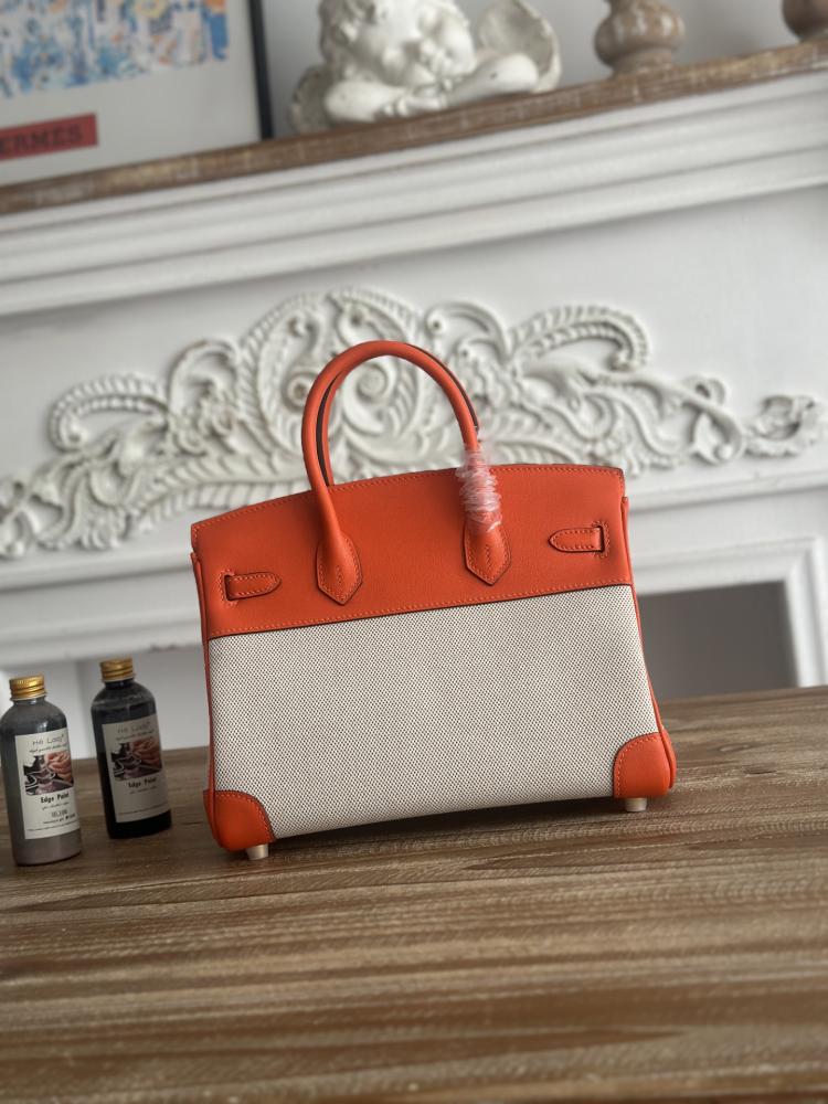 Hermes Birkin Bag 25/30cm - Orange & Ecru