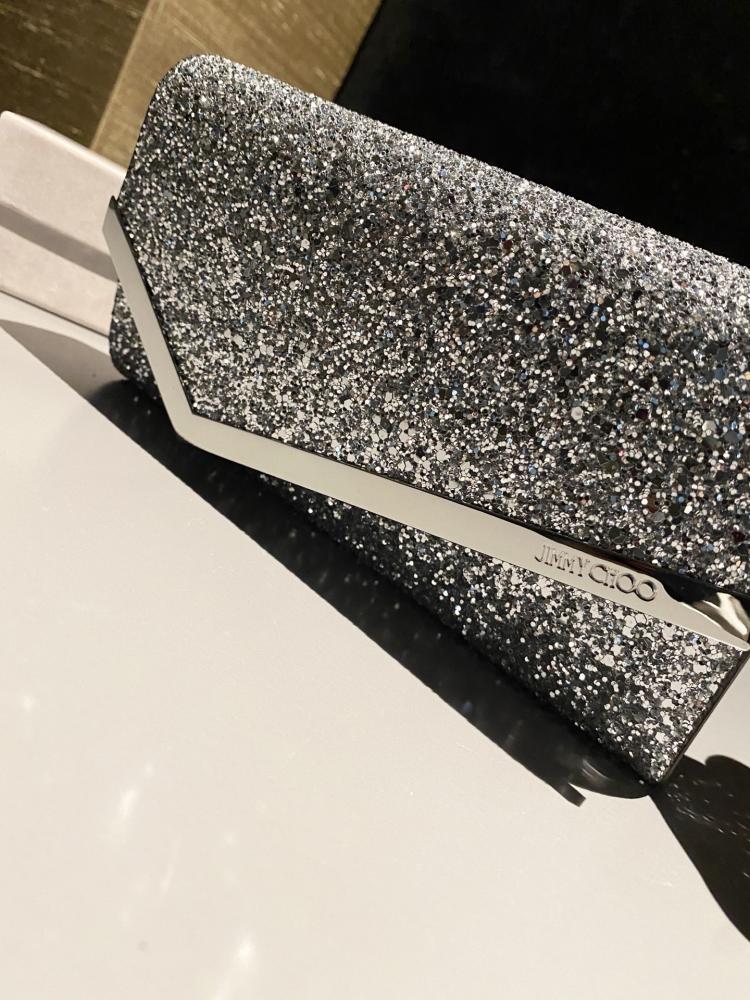 Jimmy Choo Glitter Clutch Wallet on Chain