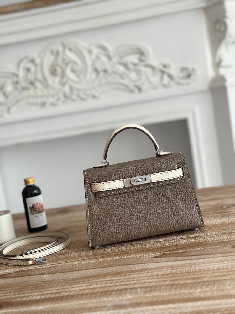 Hermes Mini Kelly II Bag 19cm - Etoupe & Ecru / Silver Hardware