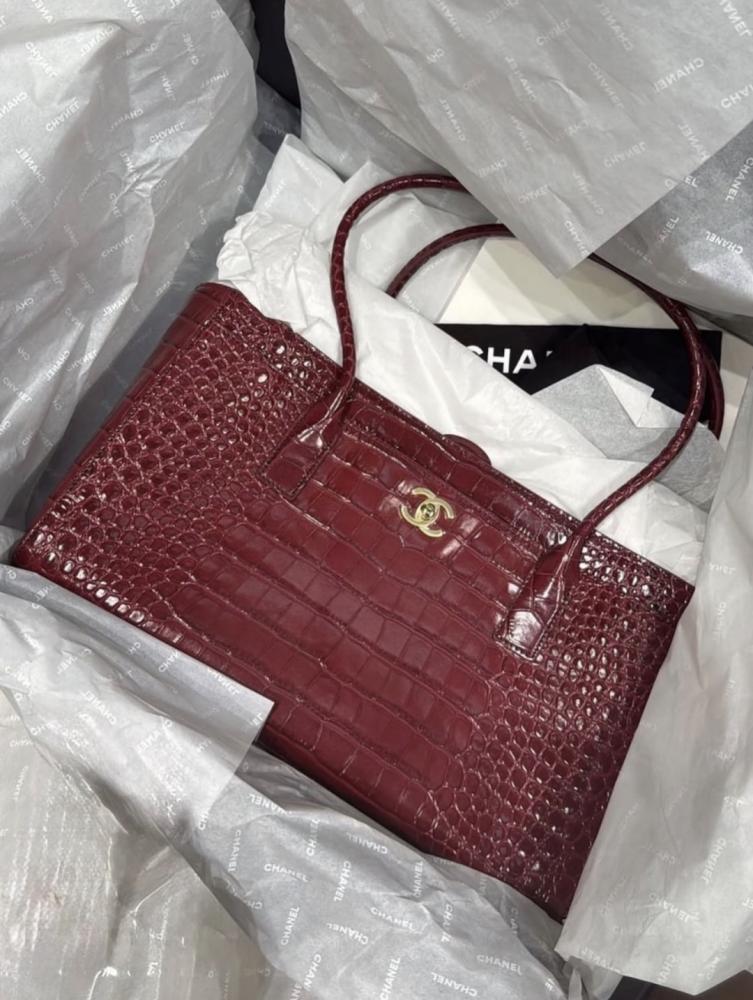 Chanel Croc-Embossed Leather Tote Bag