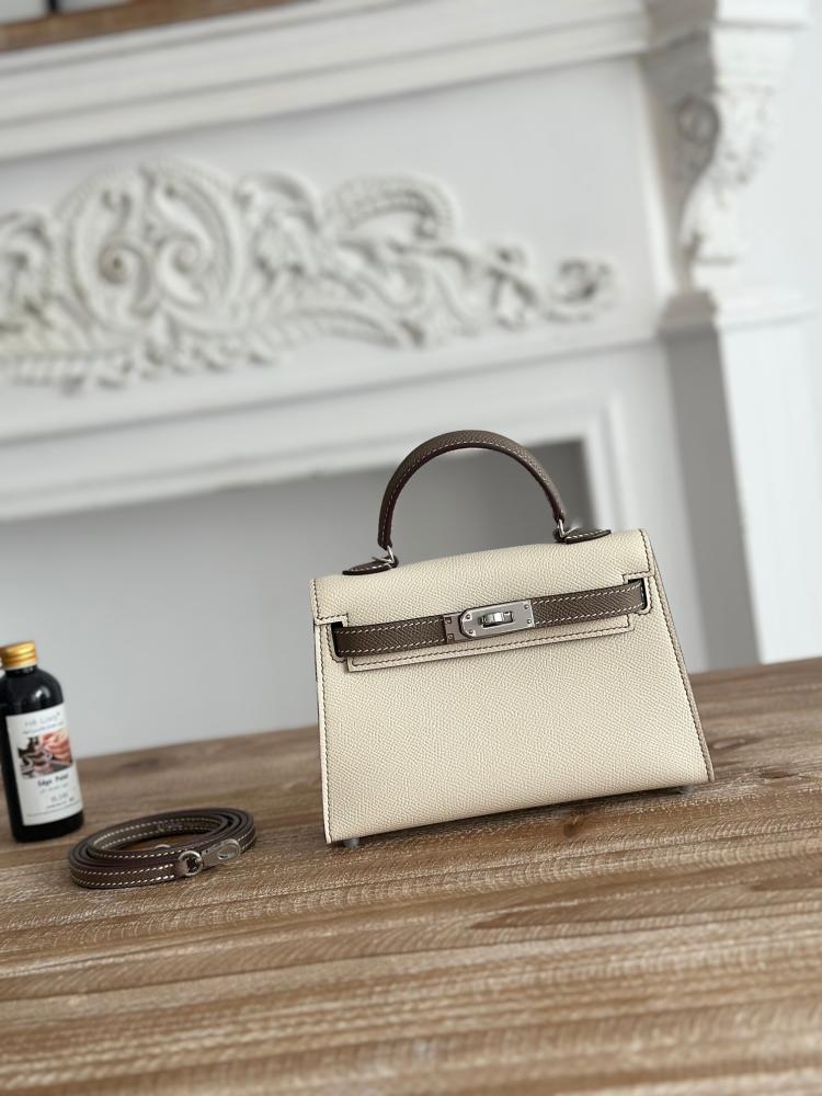 Hermes Mini Kelly II Bag 19cm - Ecru & Etoupe / Silver Hardware