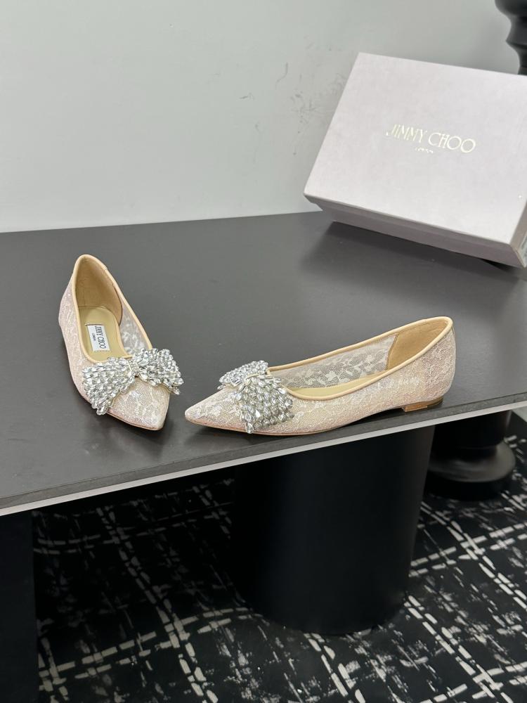 Jimmy Choo Embellished Pointed-Toe Flats 35-41