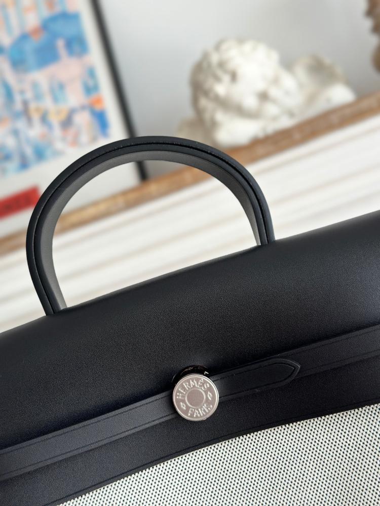Hermes Herbag à Dos Backpack 30cm - Light Grey & Black