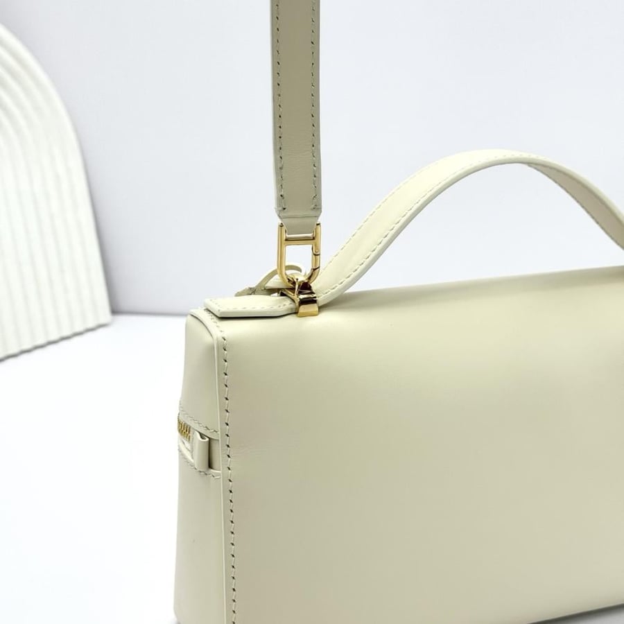 Loro Piana Smooth Leather Elongated Top Handle Bag