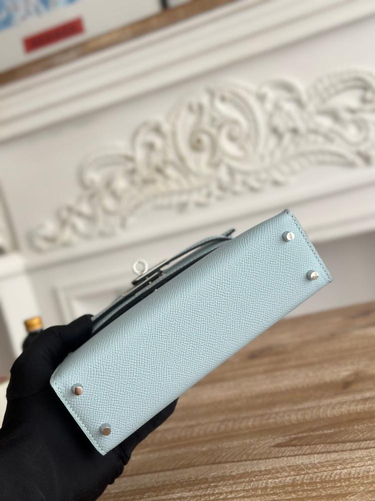 Hermes Mini Kelly II Bag 19cm - Sky Blue / Silver Hardware
