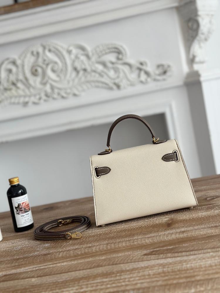 Hermes Mini Kelly II Bag 19cm - Ecru & Etoupe / Gold Hardware