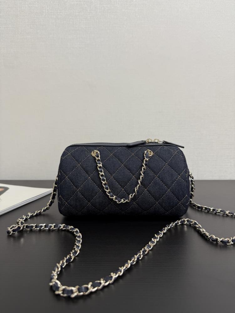 Chanel Quilted Denim Cylindrical Bag