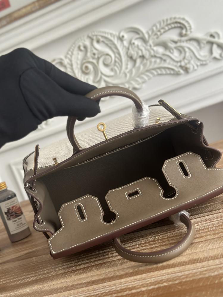 Hermes Birkin Bag 25/30cm - Dark Taupe & Ecru