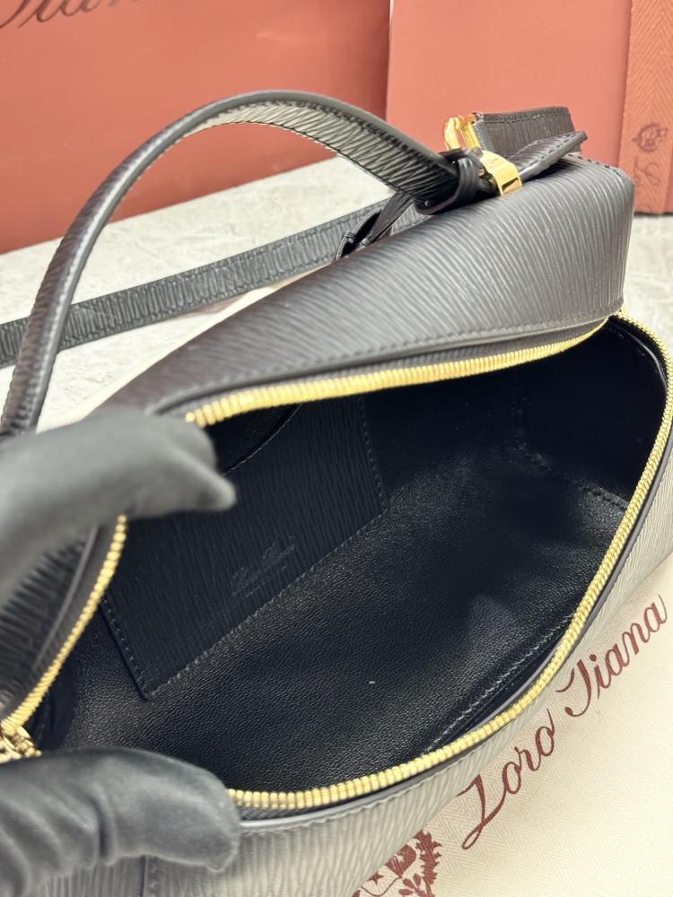 Loro Piana Smooth Leather Elongated Top Handle Bag