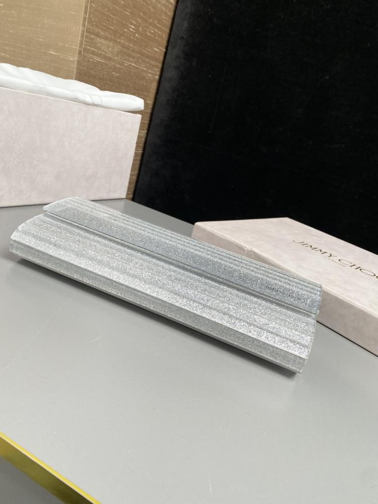 Jimmy Choo Structured Glitter Ribbed Clutch