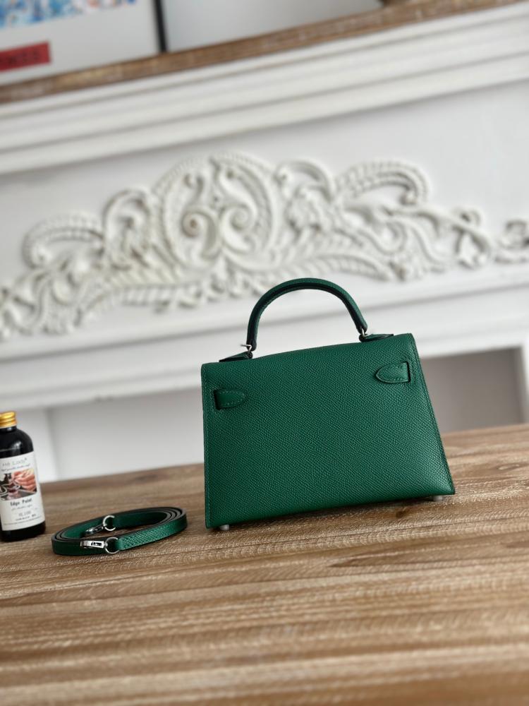 Hermes Mini Kelly II Bag 19cm - Emerald Green / Silver Hardware