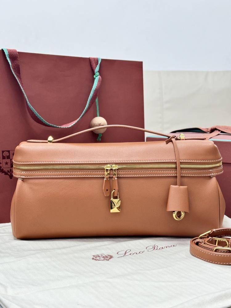 Loro Piana Elongated Extra Pocket Bag in Grained Leather