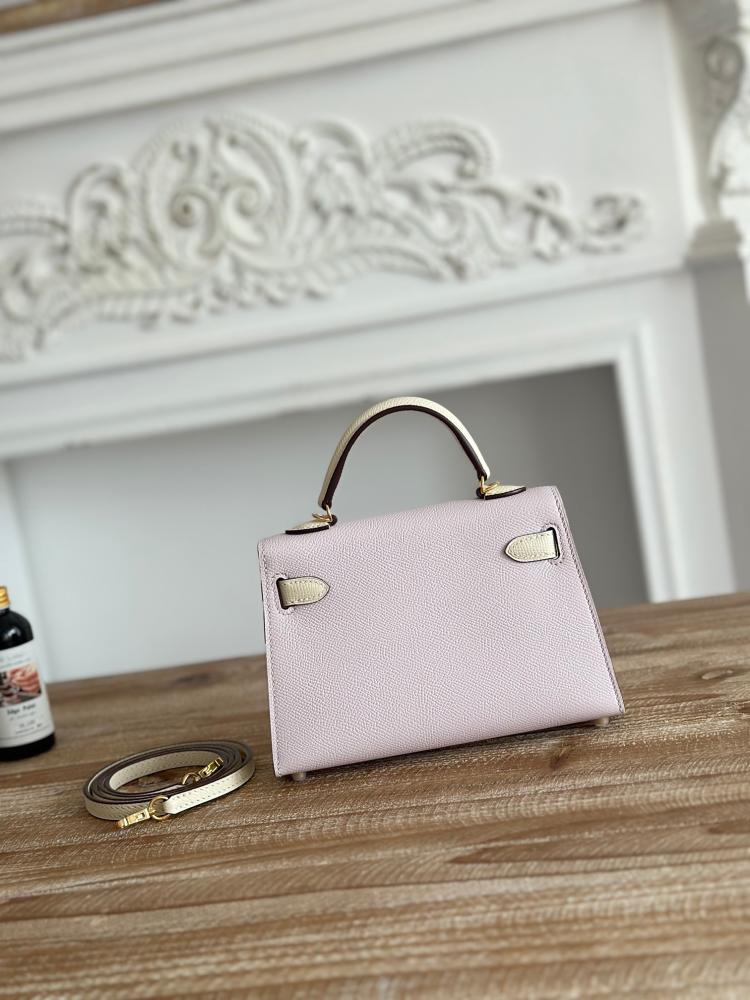 Hermes Mini Kelly II Touch Bag 19cm - Light Pink & Ecru / Gold Hardware
