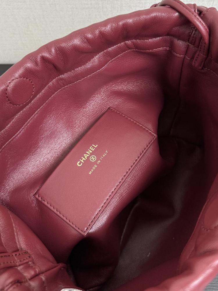 Chanel Quilted Leather Drawstring Pouch