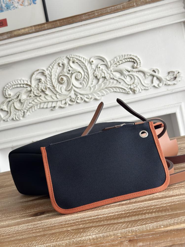Hermes Herbag Zip Bag 31cm - Navy & Tan