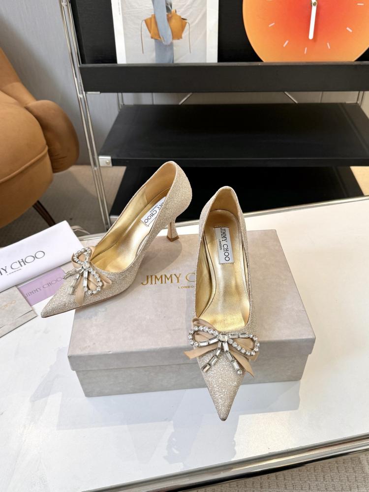 Jimmy Choo Crystal Bow Glossy Kitten Heels 35-41