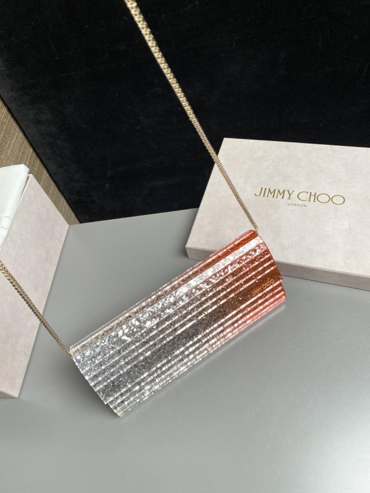 Jimmy Choo Structured Glitter Ribbed Clutch