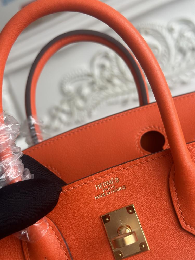 Hermes Birkin Bag 25/30cm - Orange & Ecru