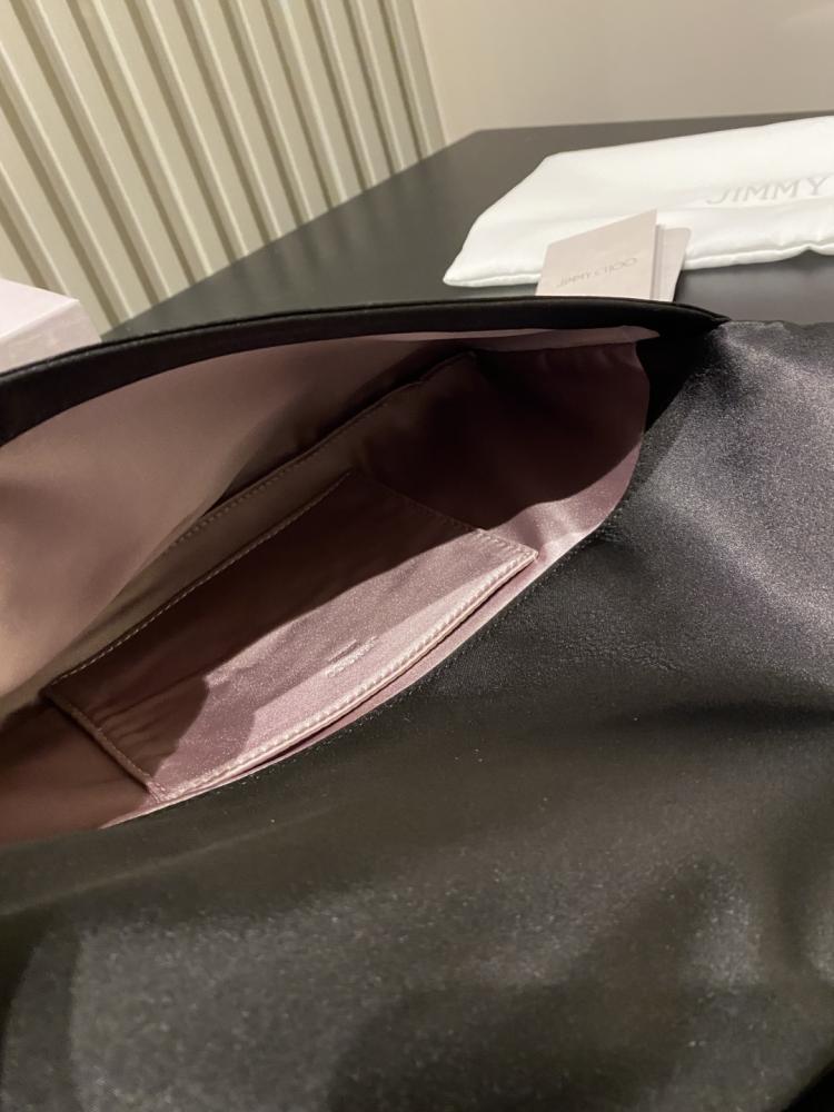 Jimmy Choo Crystal Fringe Crinkled Leather Clutch