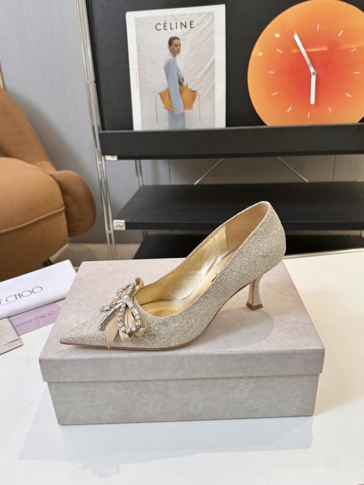 Jimmy Choo Crystal Bow Glossy Kitten Heels 35-41