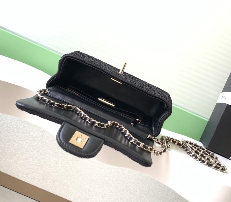 Chanel Embroidered Fabric Classic Flap Bag