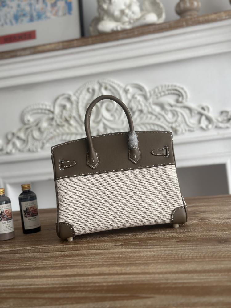 Hermes Birkin Bag 25/30cm - Dark Taupe & Ecru