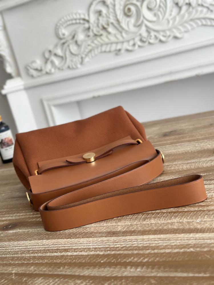 Hermes Mini Herbag Bag 20cm - Caramel / Gold Hardware