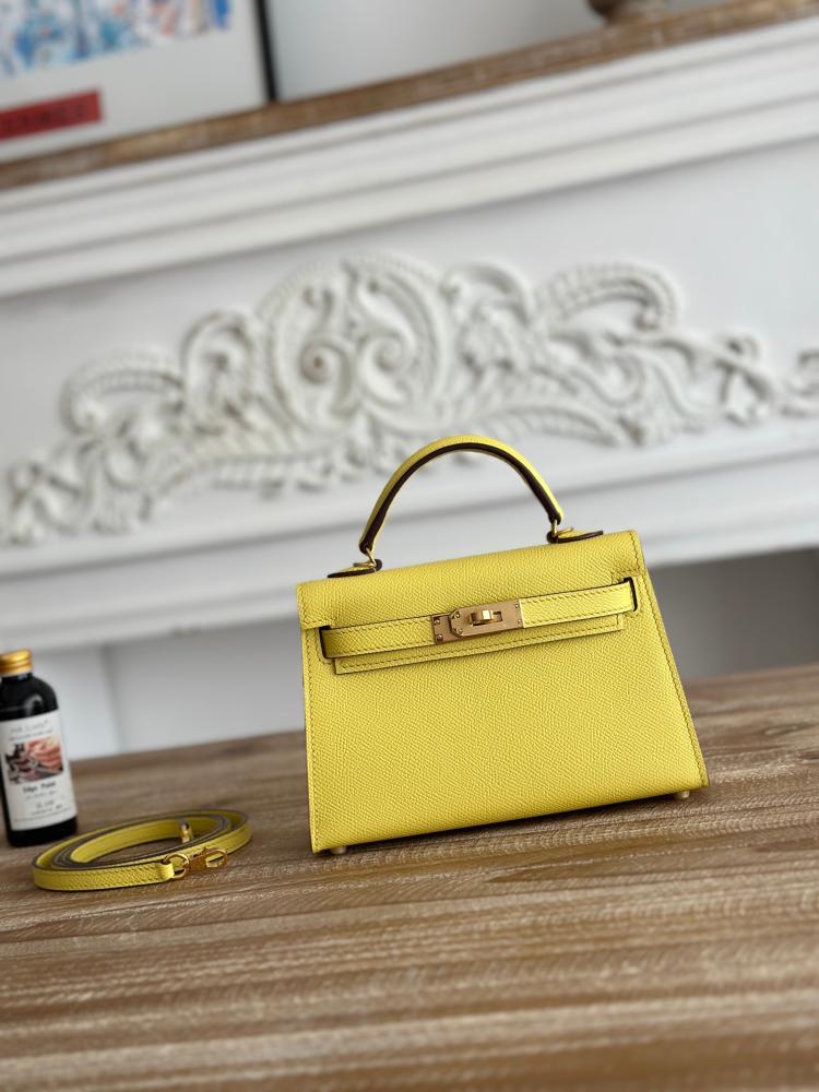 Hermes Mini Kelly II Bag 19cm - Lemon Yellow / Gold Hardware