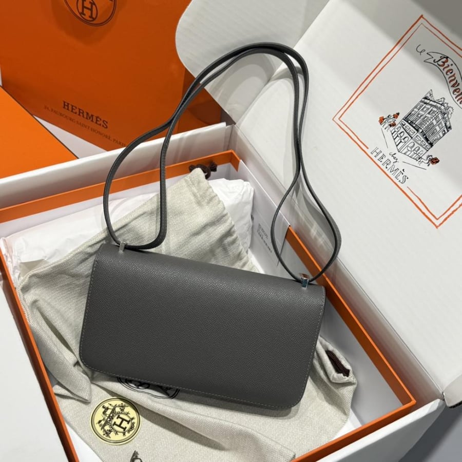 Hermes Constance Elan Bag 24cm - Graphite Grey / Silver Hardware
