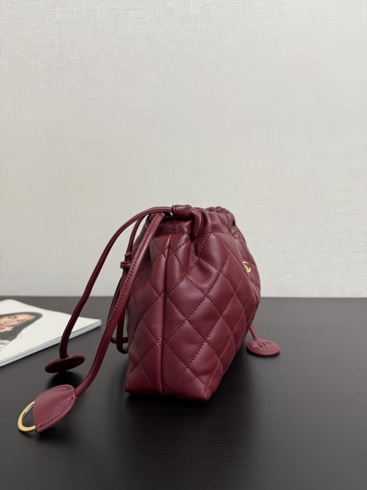 Chanel Quilted Leather Drawstring Pouch
