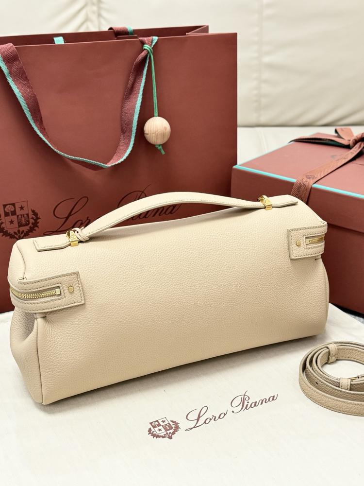 Loro Piana Elongated Extra Pocket Bag in Grained Leather