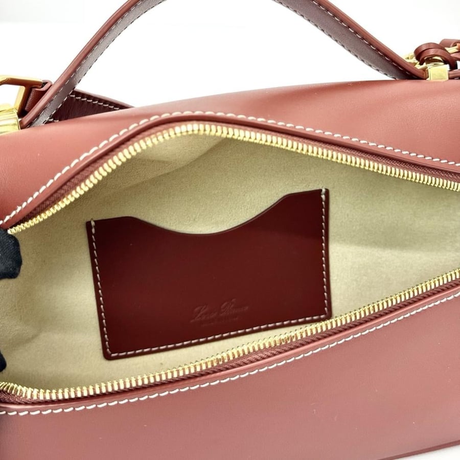 Loro Piana Smooth Leather Elongated Top Handle Bag