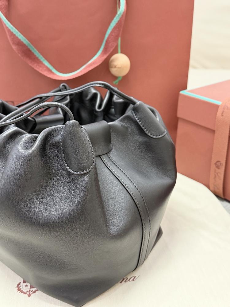 Loro Piana Bale Softy Drawstring Bucket Bag