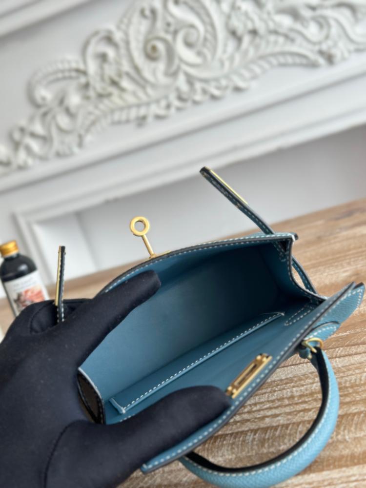 Hermes Mini Kelly II Bag 19cm - Blue Jean / Gold Hardware