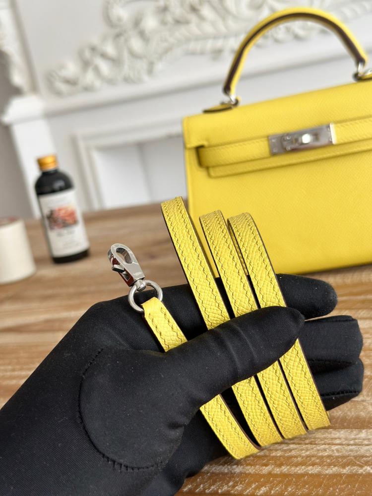 Hermes Mini Kelly II Bag 19cm - Lemon Yellow / Silver Hardware
