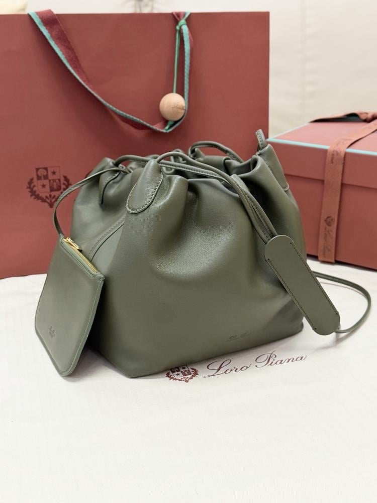 Loro Piana Bale Softy Drawstring Bucket Bag